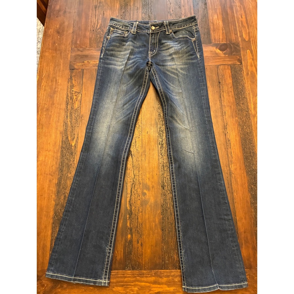 Miss Me Bootcut Jeans Embellished Flap Pocket Women's Size 32x34 Medium Wash